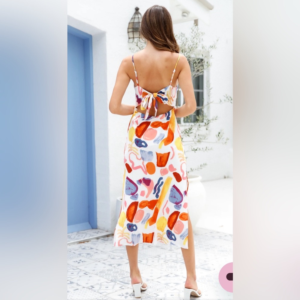 PORTRAIT OF AN ARTIST MIDI DRESS ORANGE - Picture 4 of 10